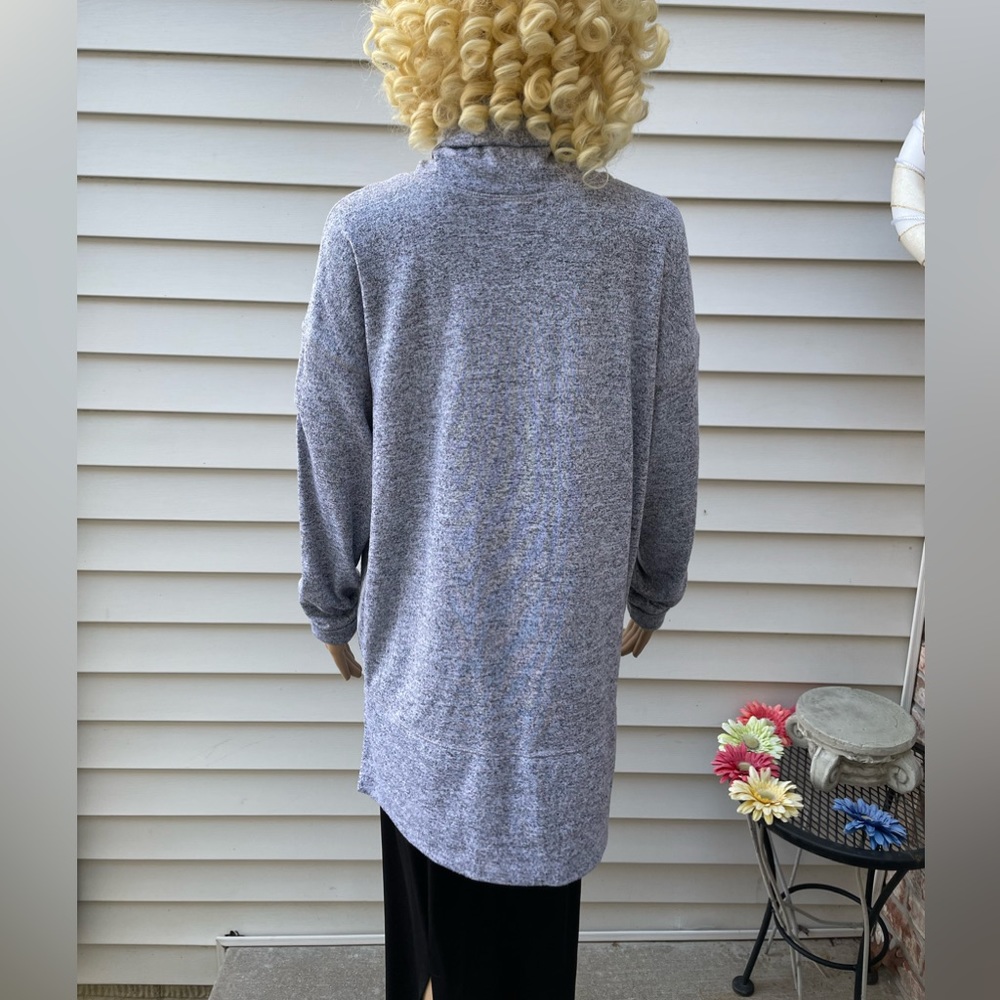 Old Navy Gray Large Funnel-Neck Sweater Long Sleeves Oversized Extra Long Large - Picture 8 of 15